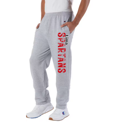 Unisex Open Bottom Champion Sweatpants for the Lima Spartans